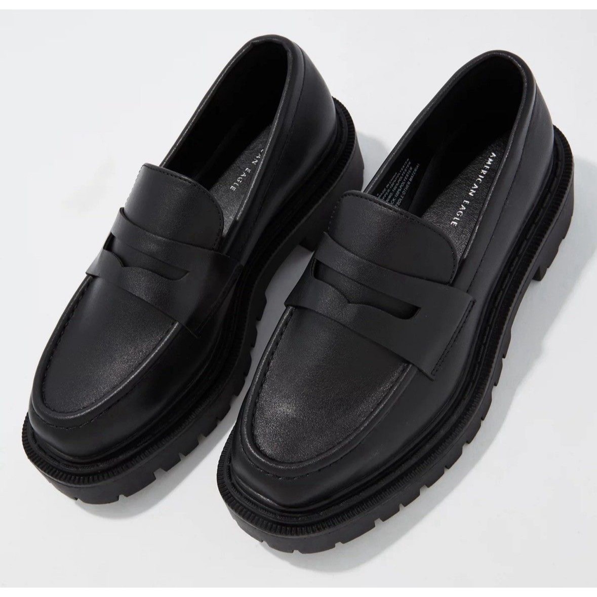 American Eagle Chunky Lug Loafers Black Women’s Size 7 Slip-On Platform Shoe